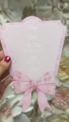 Pretty 🎀 menu 💖 #menu #pinkmenu #acrylicmenu #bowmenu #receptionmenus 