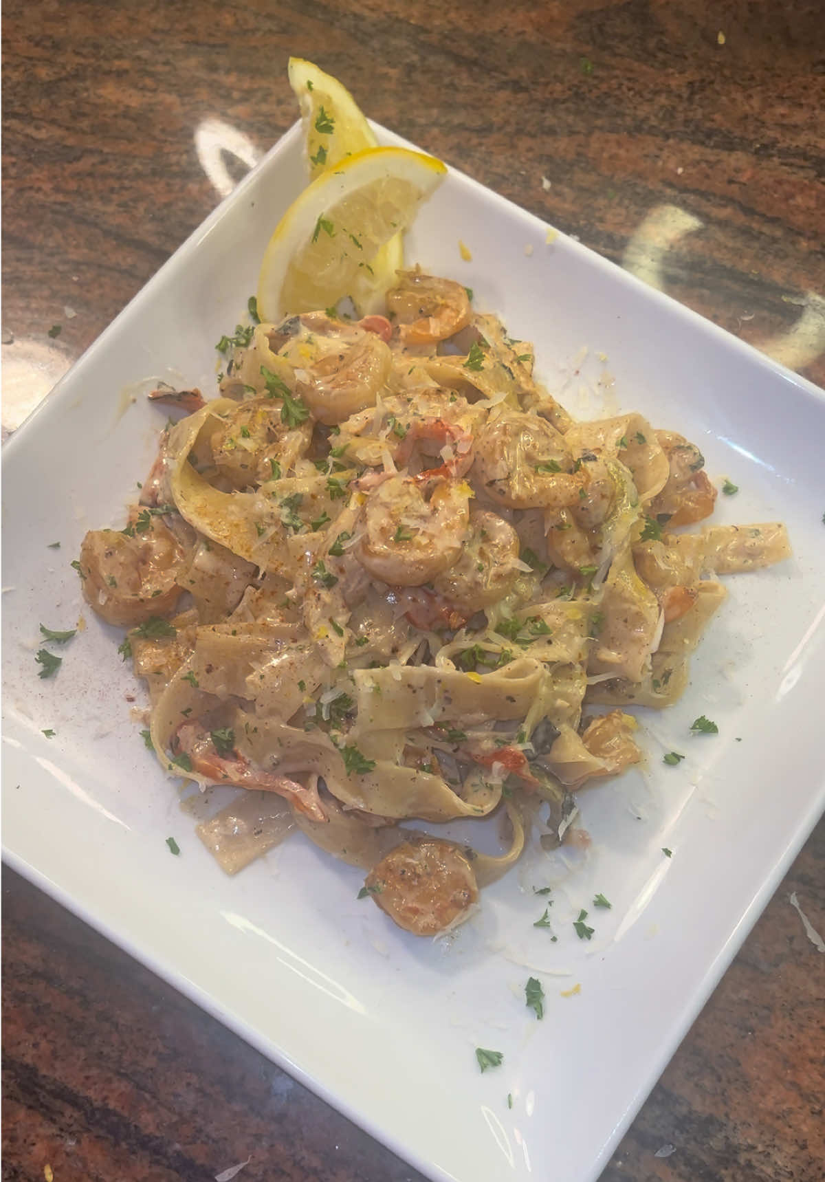 Creamy White Wine Lemon Chicken & Shrimp habanero Pappardelle  #part2 #pappardelle #lemon #chicken #shrimp 