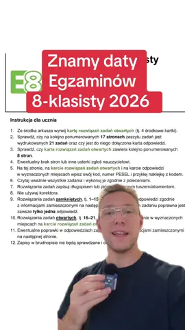 Znamy daty egzaminów 8-klasisty 2026 🙌
