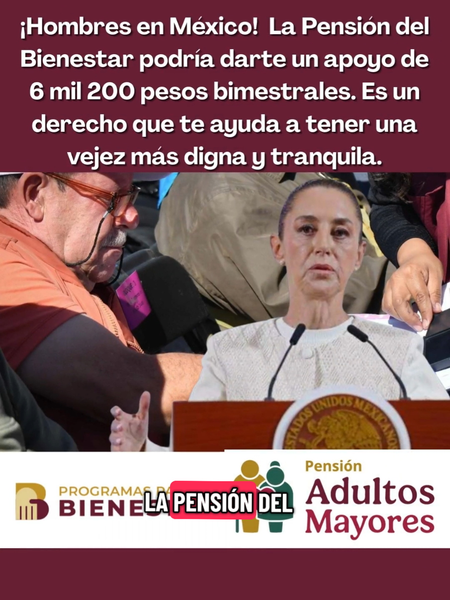 ¡Hombres en México! 📣 La Pensión del Bienestar podría darte un apoyo de 6 mil 200 pesos bimestrales. Es un derecho que te ayuda a tener una vejez más digna y tranquila. Te decimos los requisitos que necesitas y el proceso de registro para que no te quedes sin este beneficio. ¿Quieres saber cómo registrarte y si cumples con los requisitos? Deja la palabra 