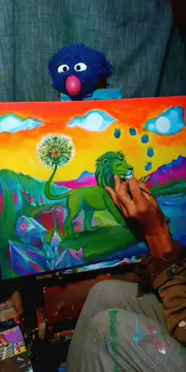 Just painting over here  #artistlife #arttok #lionart #dandylion #lofi 