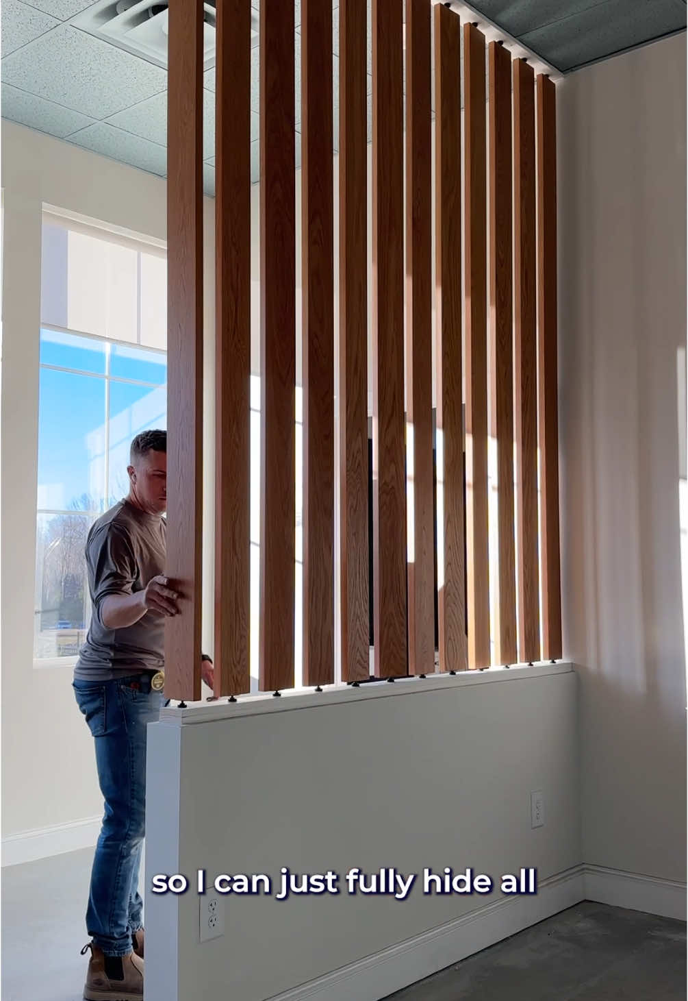 Rotating slats ftw #roomdivider #homediyproject #woodslats 