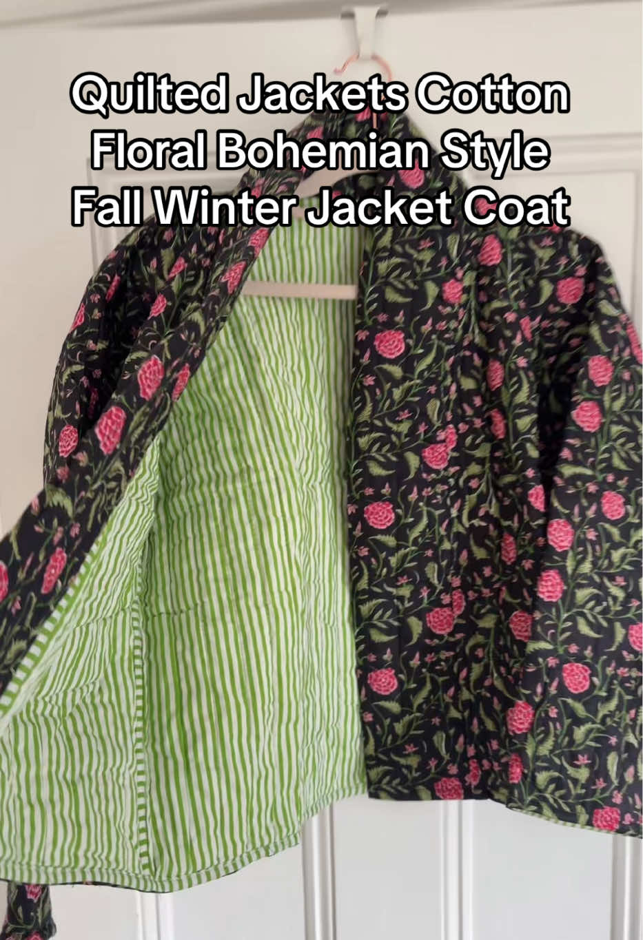 Quilted Jackets Cotton Floral Bohemian Style Fall Winter Jacket Coat #quiltedjacket #winterjacket #jacketforwomen #bohojacket #winterfashion 