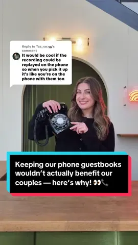Replying to @Taz_rac🦝 Keeping our phone guestbooks wouldn’t actually benefit our couples — here’s why! 👀📞 It’s your memories, your voices, your people!!  #BrideToBe #EventPlanning #WeddingInspo #SentimentalWedding #WeddingMustHaves
