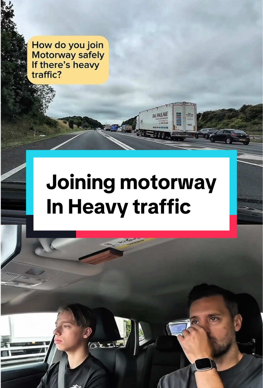 Joining motorway in heavy traffic. #motorway #drivinglessons 