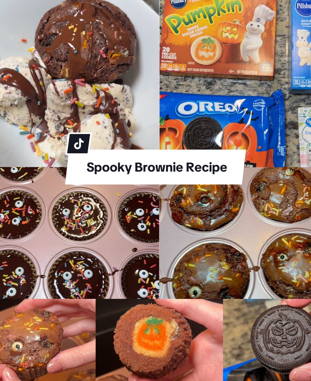 👻🎃 It’s NEVER too early for spooky season… especially when it comes with treats this good! 🕸️🍫 ✨ WHAT YOU’LL NEED ✨ • Pillsbury Halloween Sugar Cookies 🎃👻🐈‍⬛ • Halloween Oreos 🖤🧡 • Brownie Batter 🍫 • Sprinkles + Candy Eyeballs 👀 • Muffin Tin + Liners 🧁 • Optional: Ice Cream 🍨 + Magic Shell Drizzle 🍫✨ 🕷️ HOW TO MAKE THESE SPOOKY BROWNIES: 1. Line your muffin tin 👩🏻‍🍳 2. Cookie goes first (pumpkin/ghost side down for a surprise reveal 🎃👻) 3. Oreo layer next 🍪 4. Cover with brownie batter 🍫 5. Add spooky sprinkles + eyeballs 👀🕸️ 6. Bake at 350° for 15–20 mins 🔥 7. Enjoy with ice cream + chocolate drizzle (if you’re feeling extra 🍨🍫) 8. Try not to eat them all at once 😈 🧡 The perfect spooky bite for movie nights, parties, or just because 🎃 #HalloweenTreats #brownies #halloweenbaking #dessertideas #viraldessert 