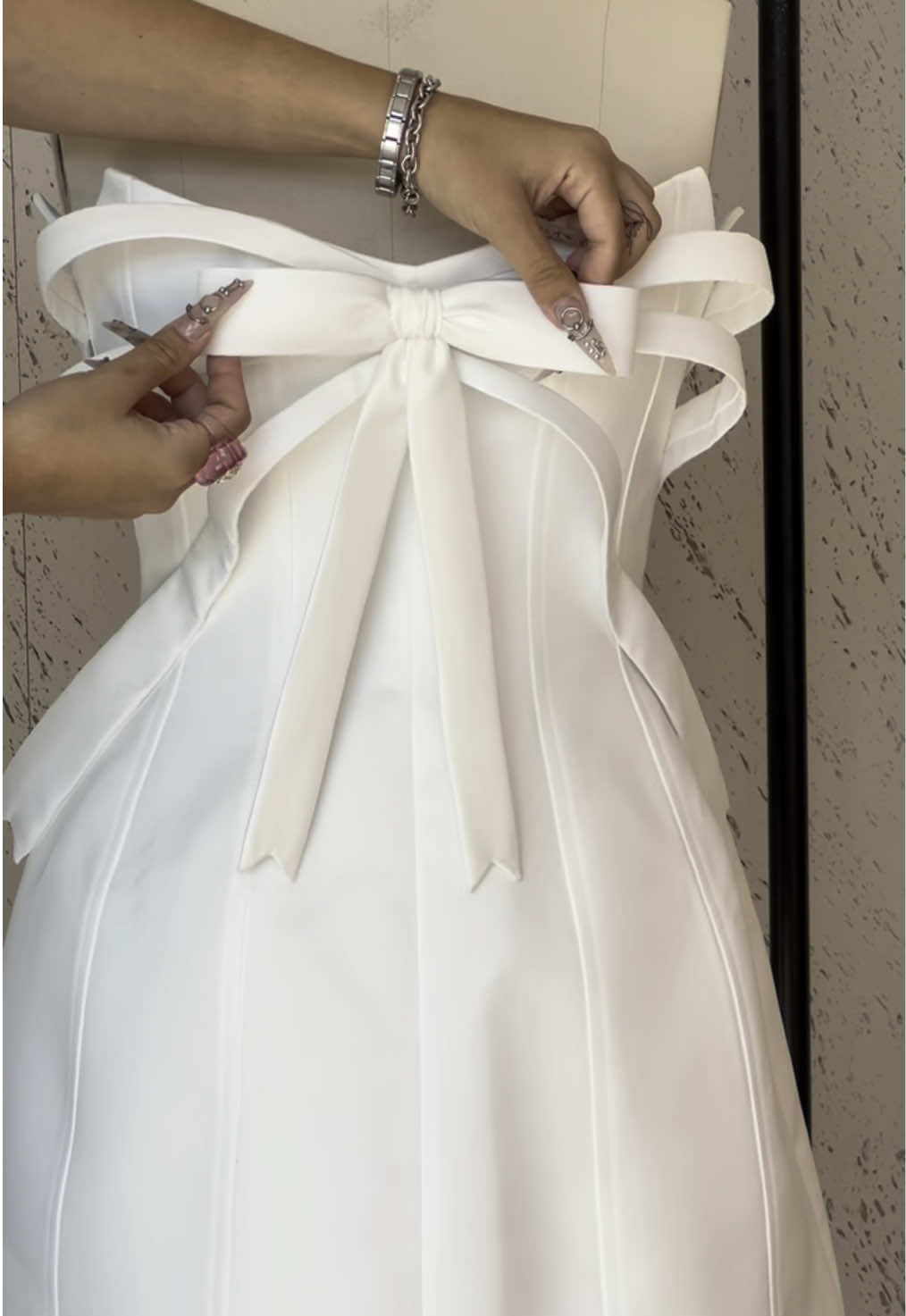 making the white bow dress  #lirikamatoshi #bow #bows #dress #fashion #outfit #designer #handmade #slowfashion #girl #girly #life #wedding #bridal #bride #fy #foryou #fypシ #fyp 