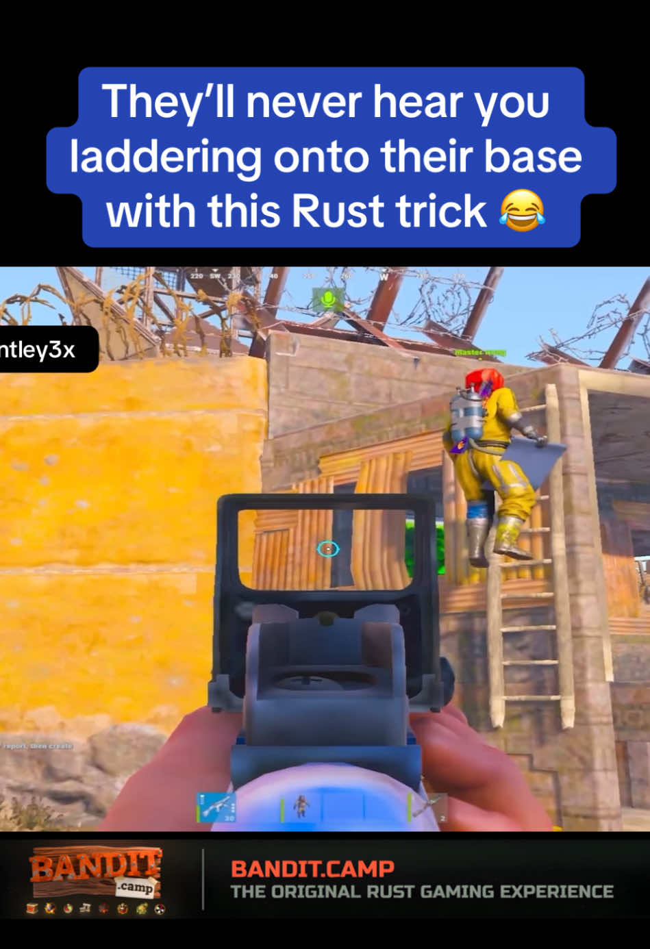 They’ll never hear you laddering onto their base with this Rust trick 😂 #rustclips #rusttips #rustgame #rustconsole #rusttok 