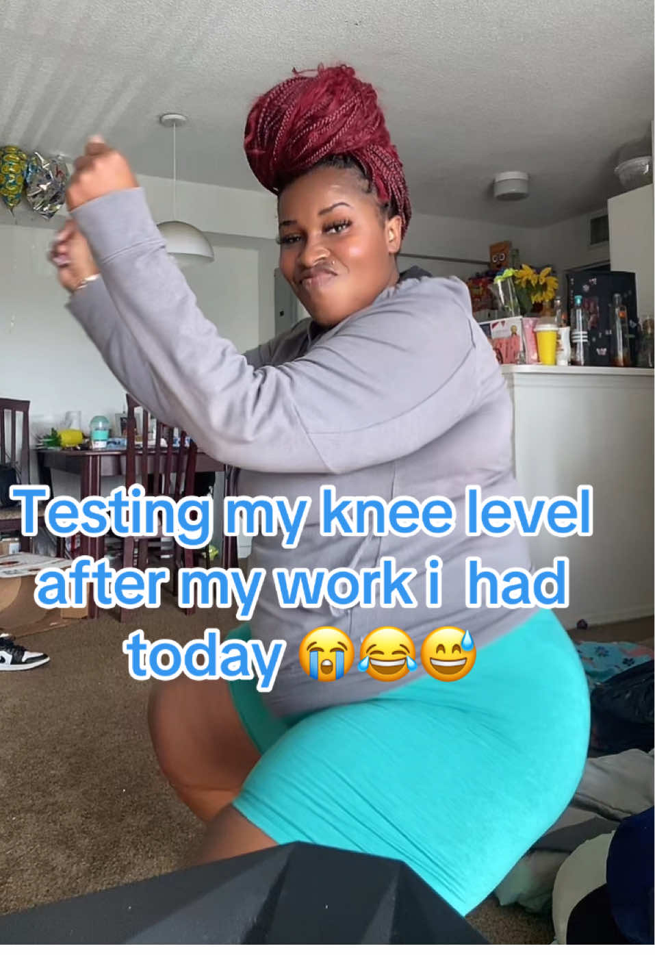 Testing my knee level after my work i  had today 😭😂😅 #badknees #dance #viral #fyp #trending 