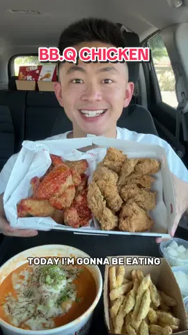 Trying The BEST Korean Fried Chicken @bb.q Chicken US 🔥 #ad #bbqchicken #koreanfood #mukbang #asmr 