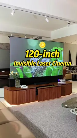 Built-In ALR Floor-Rising Screen The star feature? An integrated ALR (Ambient Light Rejecting) floor-rising screen. It cuts down ambient light, so your movies, games, or shows stay bright and vivid—even in well-lit rooms. No need to buy a separate screen; it’s all in one!#hometheater #lasertv #ustprojector #lasertvcabinet #livingroomfurniture 