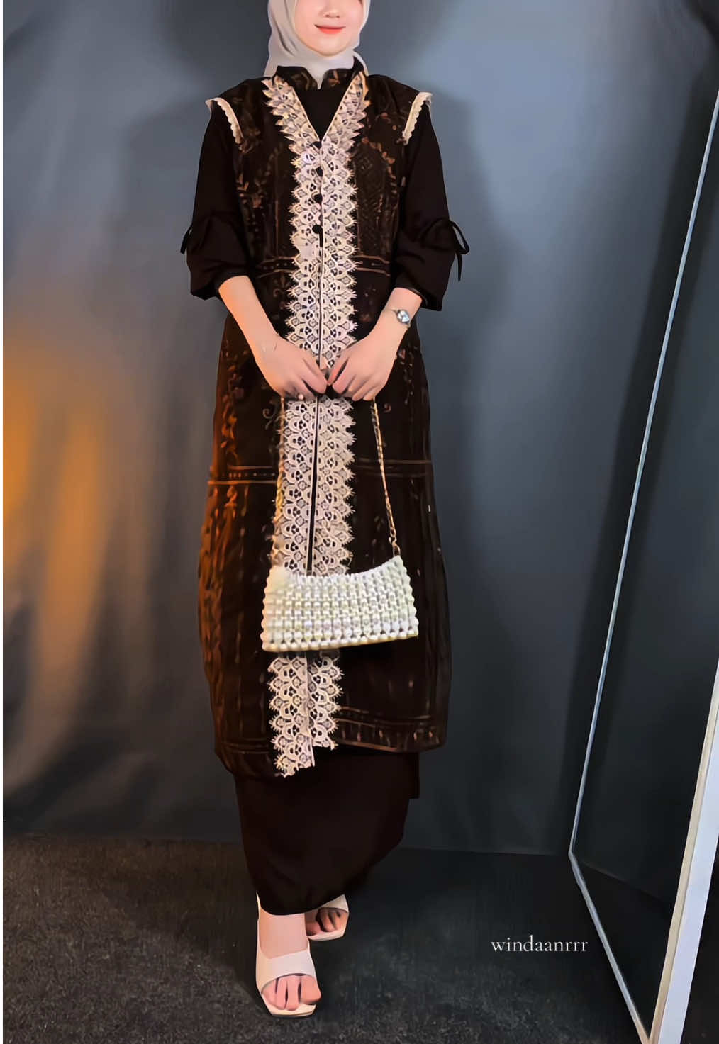 dress set outer brukat 🤎 #maxidress #gamisouter #longdressbrukat #rekomendasioutfit 