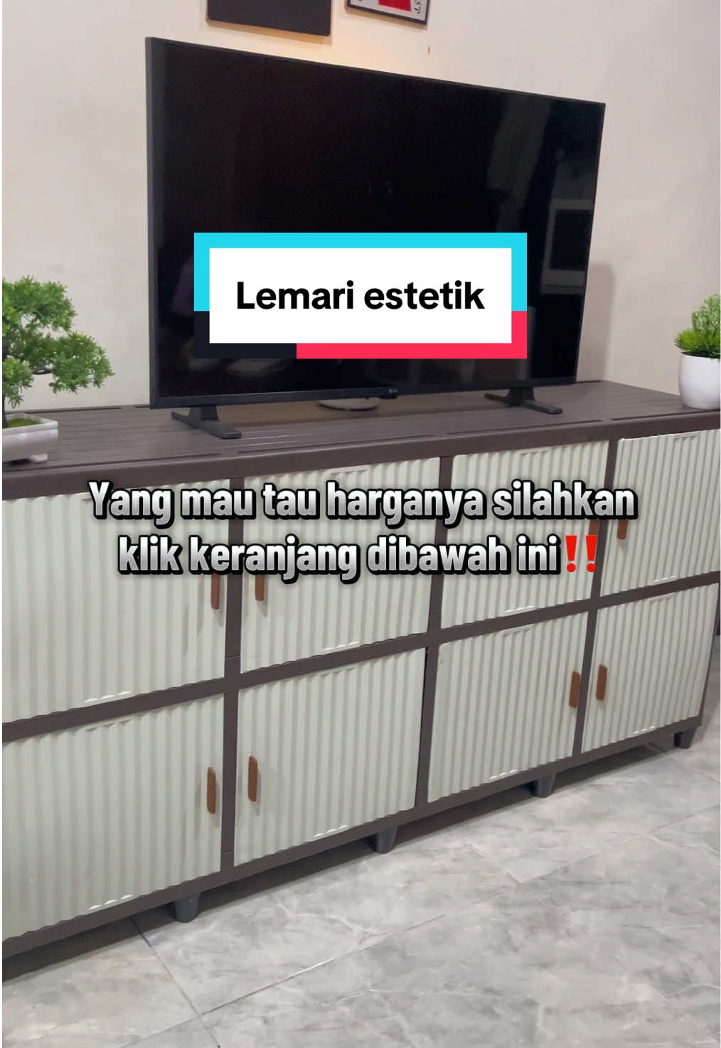 Lemari tv estetik ukuran cukup panjang harga ekonomis #lemari #lemariplastik #bufettv #mejatv #fyp 