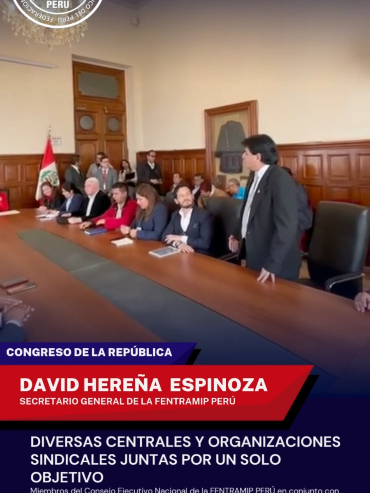 Miembros del Consejo Ejecutivo Nacional de la FENTRAMIP PERÚ en conjunto con Centrales sindicales, confederaciones y movimientos gremiales sostuvieron una reunión en el Congreso de la República con la congresista Lady Camones Soriano, quien en su gestión como Presidente de la Comisión de Presupuesto se dictaminó el otorgamiento de gratificaciones y CTS al 100% en favor de los trabajadores CAS #casconderechos  @ladycamones1  @josejeriore