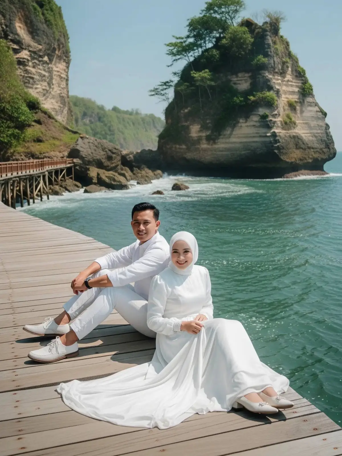 yuk yang mauu edit boleh dm , insya allah hasil memuaskan bisa req juga yaa  #editfoto #prewedding #laut #jembatankayu #ai #gemini #chatgpt #viral #jasaedit #pasangan #penggabunganfoto #fyppppppppppppppppppppppp #abcxyz #xybca #masukberanda #fyp #jasaedit #couple #prewed #preweddingshoot #pantai #pemandangan #konten 