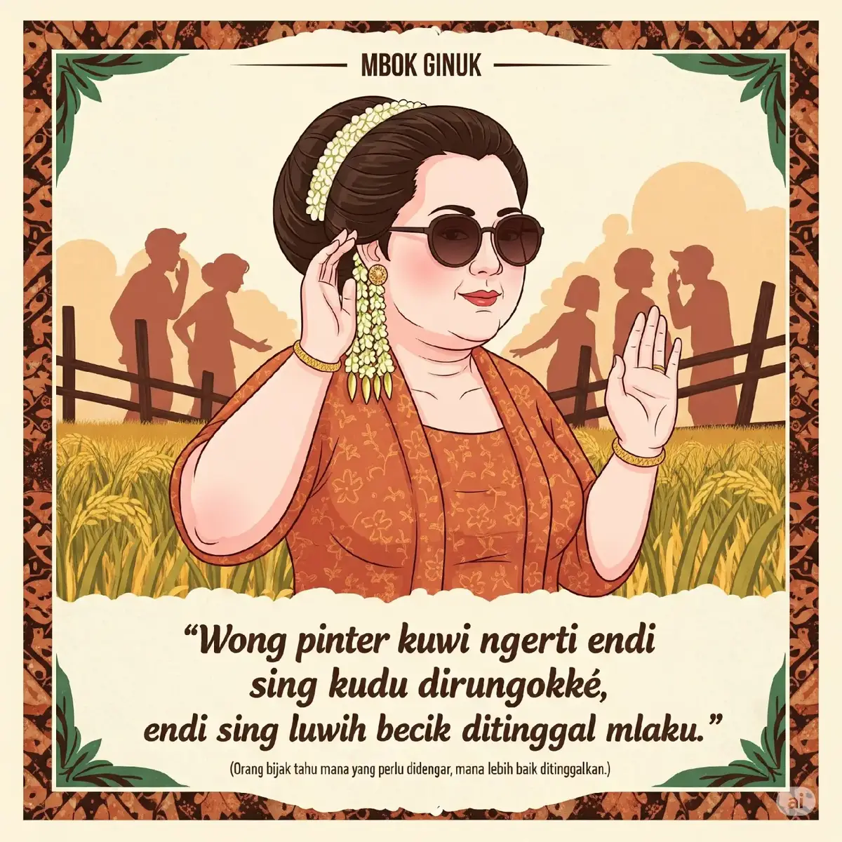 Kadang telinga iki kudu pinter milih,cah… Ana swara sing iso maringi pituduh, ana uga sing mung dadi racun ati. Wong sing bijak ora gampang keracunan guneman, luwih milih meneng lan ninggal sing ora perlu. 🌿 Simbok mung arep ngelingké: ojo nganti atimu kebak omongan sing ora migunani. Pilih sing gawe tentrem, tinggalna sing mung nambah beban. 🤲✨ #mbokginuk #wongjowo 