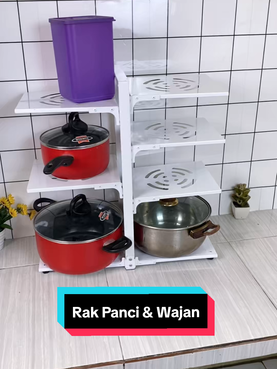 Rekomendasi dapur rapi dengan rak panci dan wajan #rakpanci #rakwajan #rakserbaguna #perabotandapur #perabotanrumahtangga 