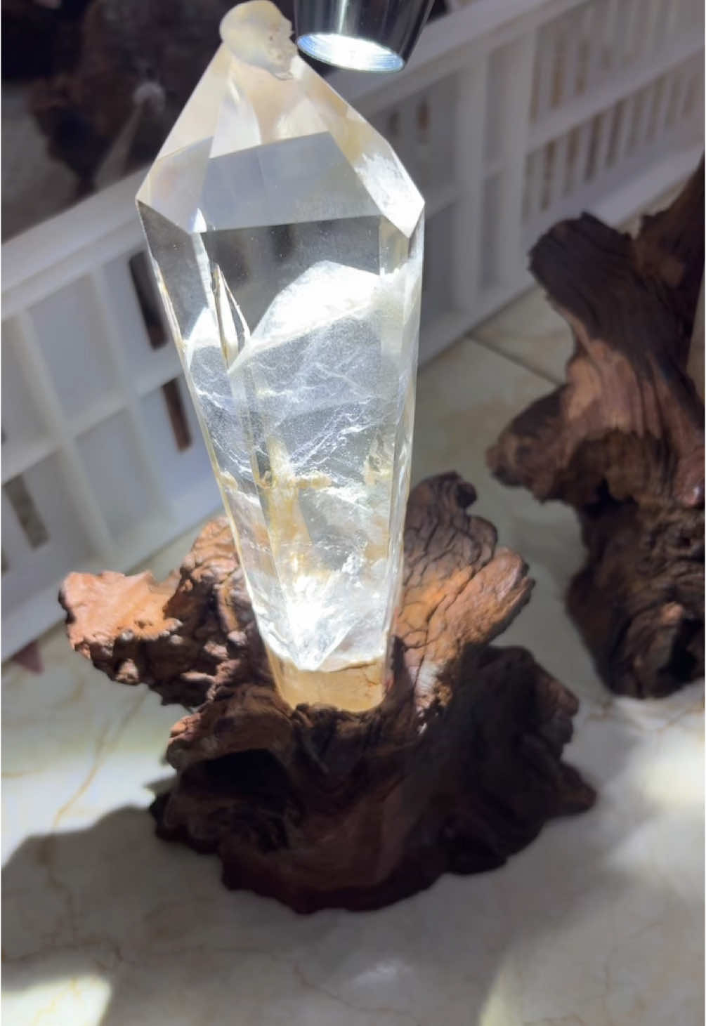 Mountain in clear quartz and pyrite  in quartz tower #crystalhealing #crystaltok🔮 #crystalwholesaler #crystals 