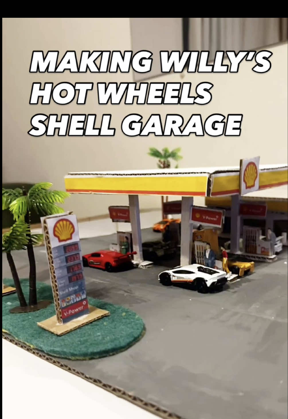 Willy’s Hot Wheels Shell Garage!  #hotwheels #diorama #hotwheelscollections #cardboardcrafts #diecast 