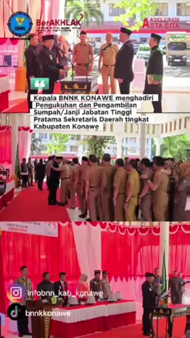 Selasa, 19 Agustus 2025. Kepala Badan Narkotika Nasional Kabupaten Konawe, Menghadiri Pengukuhan dan Pengambilan Sumpah/Janji Jabatan Tinggi Pratama Sekretaris Daerah tingkat Kabupaten Konawe. #bnn #bnnri #stopnarkoba #bnnk #konawe 