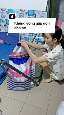 Khung võng gấp gọn kèm võng cho bé #khungvong #vongchobe #khungvongxep #mebimsua #xuhuong 