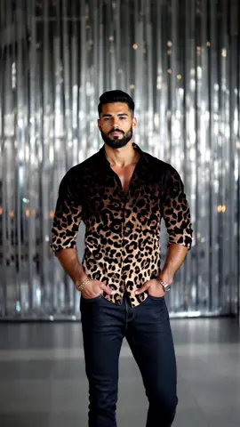 Men's Leopard Gradient Print Long Sleeve Shirt#tshirt #mensfashion #leopard #menswear #OOTD 