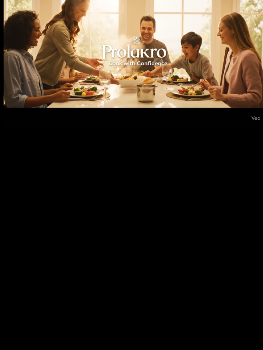 A cinematic, ultra-HD TV commercial for premium kitchenware. A modern sunlit kitchen with stainless steel appliances and marble countertops. Close-up of a sharp knife slicing a juicy red tomato in slow motion, juice sparkling under golden light. Fast montage of sizzling vegetables in a non-stick frying pan, steam rising from polished steel pots, a whisk smoothly mixing creamy batter. Camera pans across ergonomic, shining handles and elegant designs. Warm family gathering at the dinner table, food served hot, everyone laughing and enjoying. Soft golden cinematic lighting, smooth camera transitions, upbeat background music. End with product logo on screen and tagline: “Cook with Confidence.” #ai #fyp #veo3 #chatgpt #viralprompts #klingai #dreamai31 #aiadvertising 