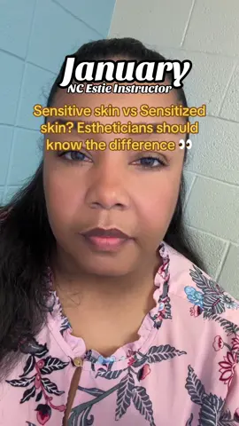 Sensitive vs. sensitized—it’s not just wordplay, it’s a whole different treatment plan. ✨ Sensitive = born this way (genetic) ✨ Sensitized = barrier damage (environmental or self-inflicted) As a licensed esthetics instructor, I see pros mix these up all the time. But when you really understand the difference, you protect clients from long-term damage—especially in skin of color. 💡 Estie Tip: Always ask when did this start? If they’ve “always” had it, it’s likely sensitive. If it came out of nowhere, you’re probably looking at sensitized. #sensitiveskin #barrierrepair #skintok #estheticseducation #skineducatornc 