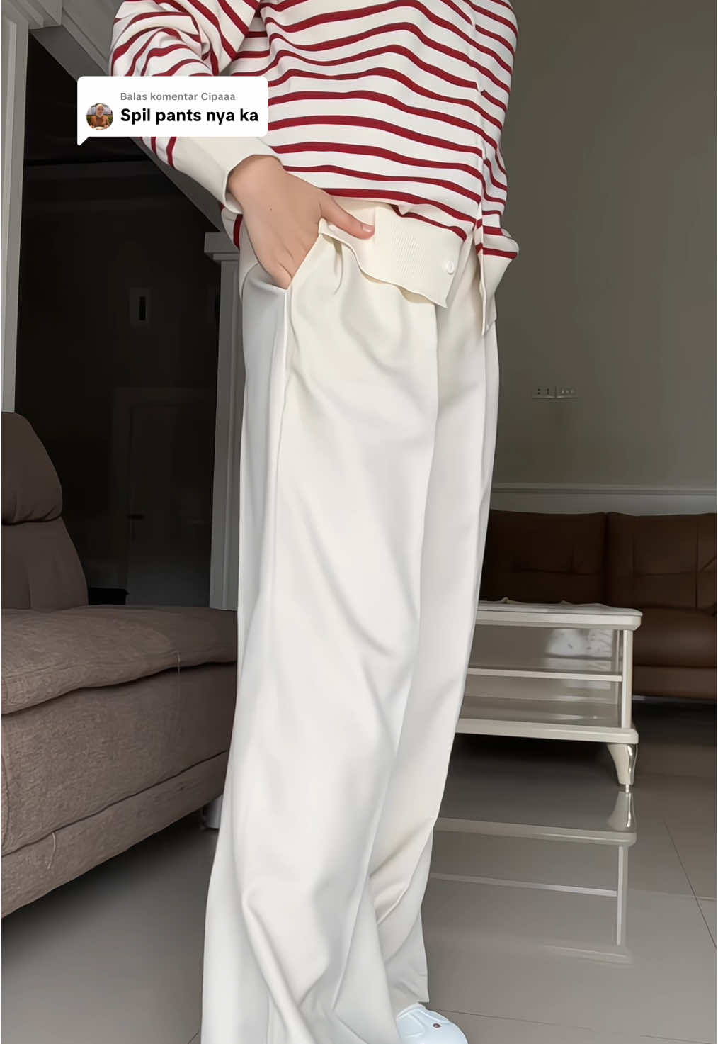 Membalas @Cipaaa aku pake warna ivory nya yah💖 #oropants #hightwaistpants #celanapanjang #xyzabc #outfitideas 