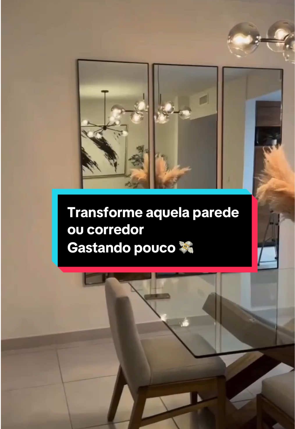 Espelho Decorativo  Retangular Kit 5 Peças Vidro Cristal Reflete IMÁGEM Perfeita! 🤩 🤩 Link nos comentários  #fyp #shopee #espelho #decoration 