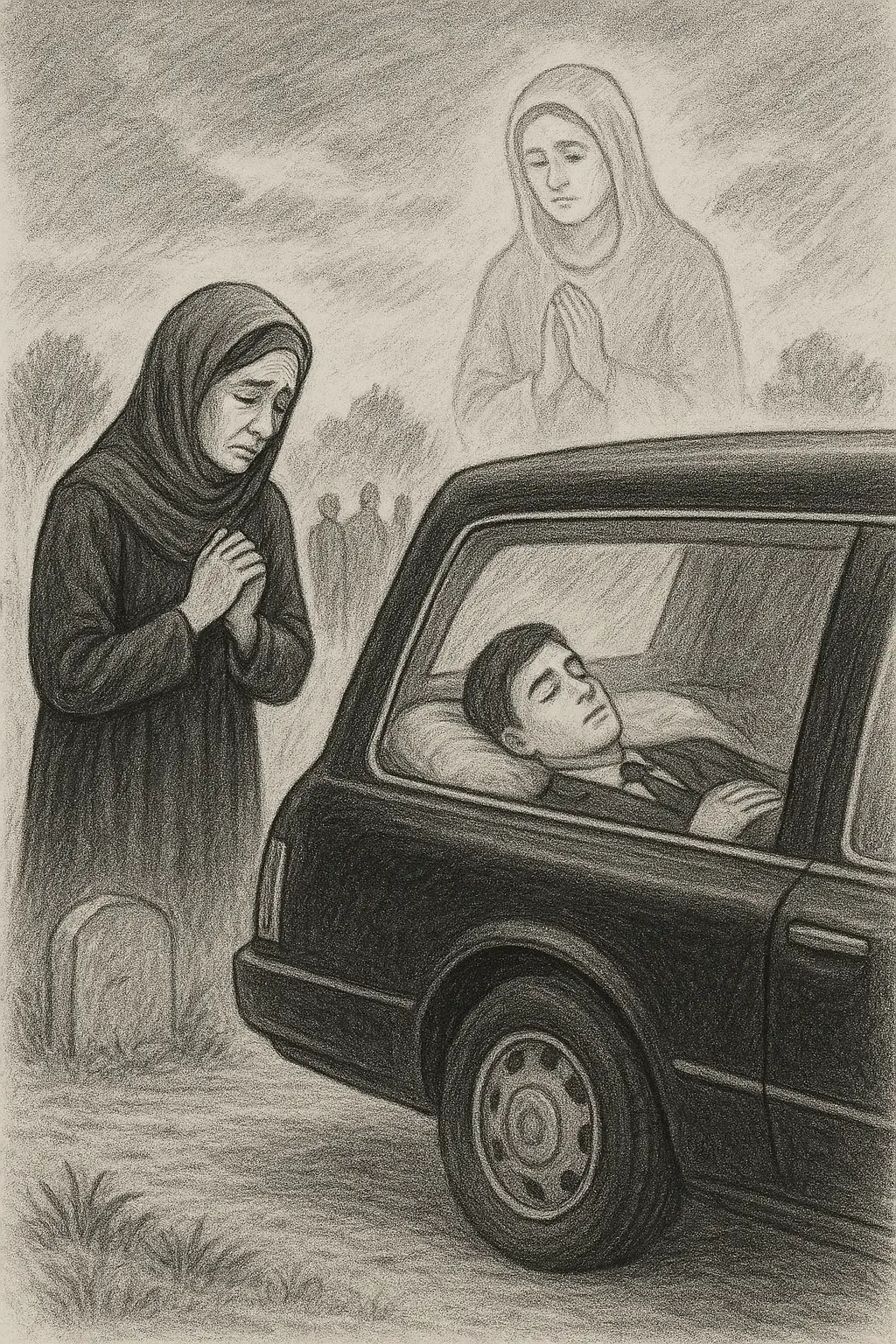 تصور هذا حال امك لمن ترجع من قبرها وشوف كمية الحزن  اني اضعاف مضاعفة تمكن الحزن من قلبي کبال عيني ماتت امي الآن اشعر بقلبي رماد من كثر ألم الاحتراق شوق لامي الطاهرة رحمها الله بواسع الرحمة والمغفرة واسكنها فسيح جناته بحق محمد وآل محمد 