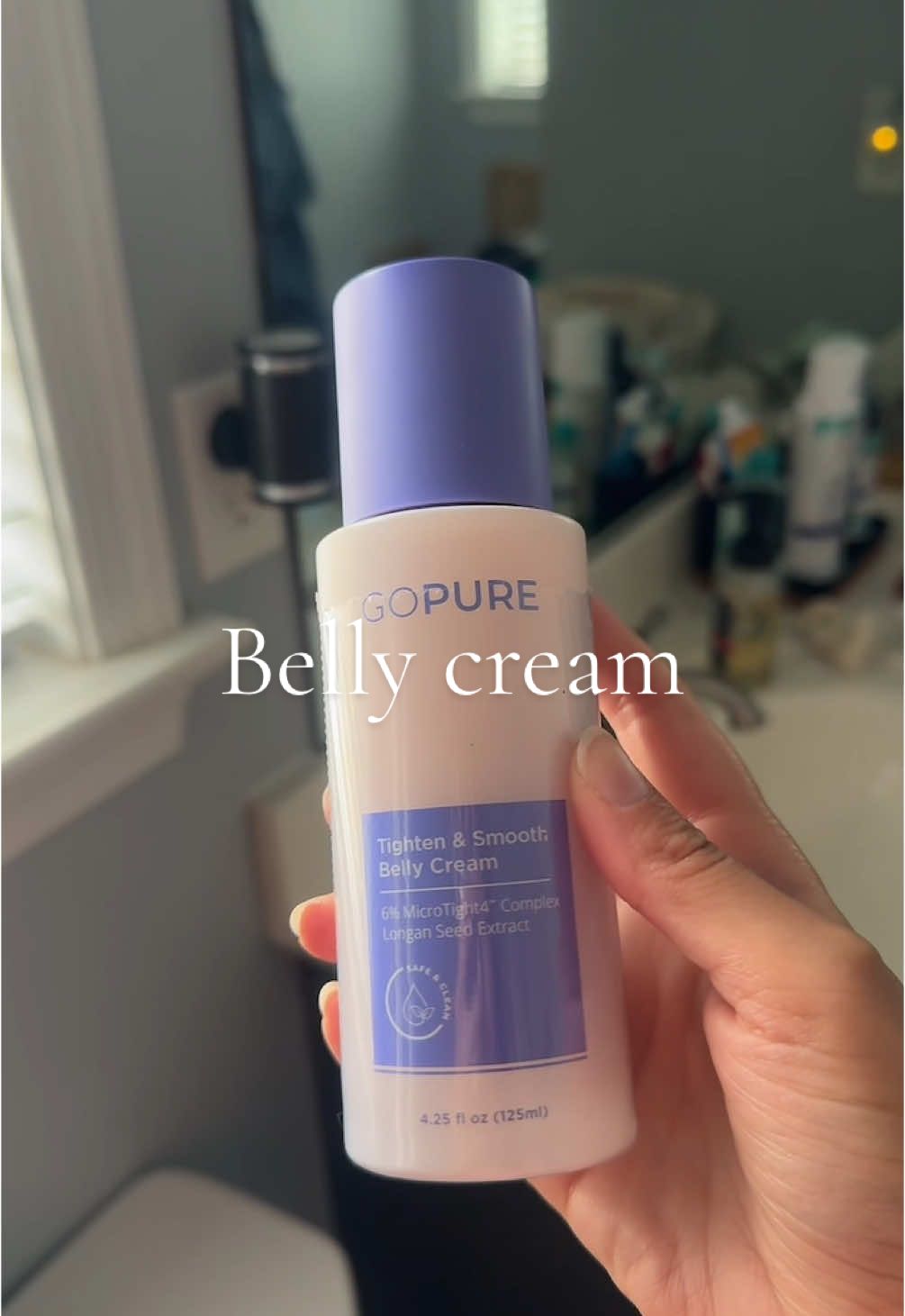 All I’m gonna say is run to the cart if you want to get rid of it #bellyfirmingcream #gopure #postpartumbody 