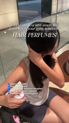 Pro tip: Spritz our hair perfume after your workout to instantly refresh any lingering sweat smells! 💦 #hairperfumes #hairmist #perfumes #doubletake #sgsmallbusiness 