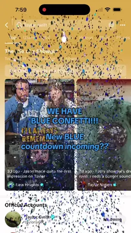 When you search “Taylor Swift”, we now get BLUE confetti! First orange, then purple, now are we getting a blue countdown?! Let me know your thoughts!!! @Taylor Swift @Taylor Nation #taylorswift #ts12 #thelifeofashowgirl #swiftie #taylornation 💙🦋🌀🩵 Taylor Swift TS 12 The Life of A Showgirl countdown announcement release vinyl variants CD’s music video 