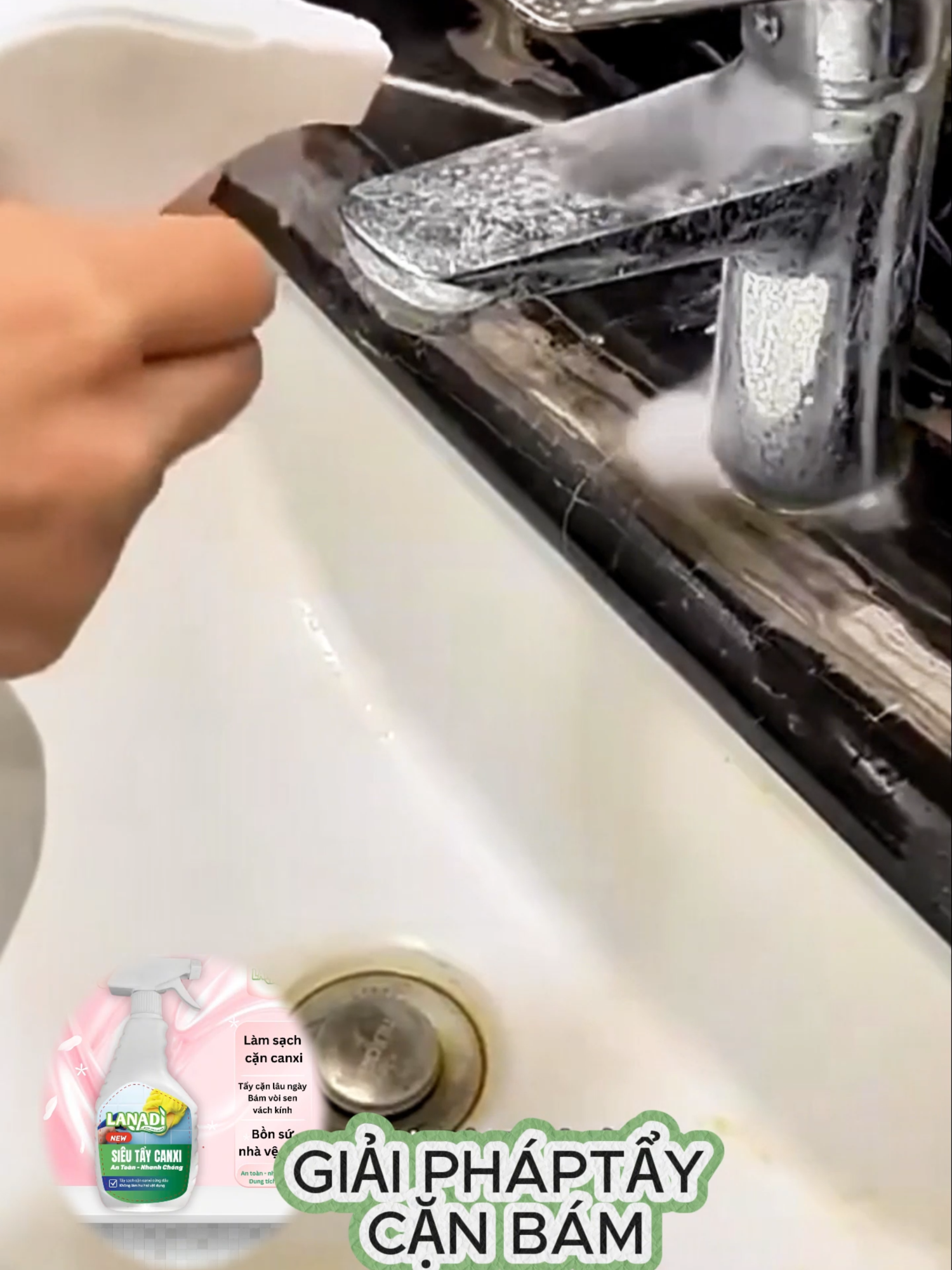 Siêu Tẩy Canxi LANADI  tẩy được cặn inox, tẩy kính ám mờ, chỉ lau qua là như mới, tẩy cặn bồn rửa lâu ngày bị hoen ố #Lanadi #SiêuTẩyCanxi #sieutaycanxilanadi #TẩyVòiNước #TẩyVếtTrắng #TẩyCặnCanxi