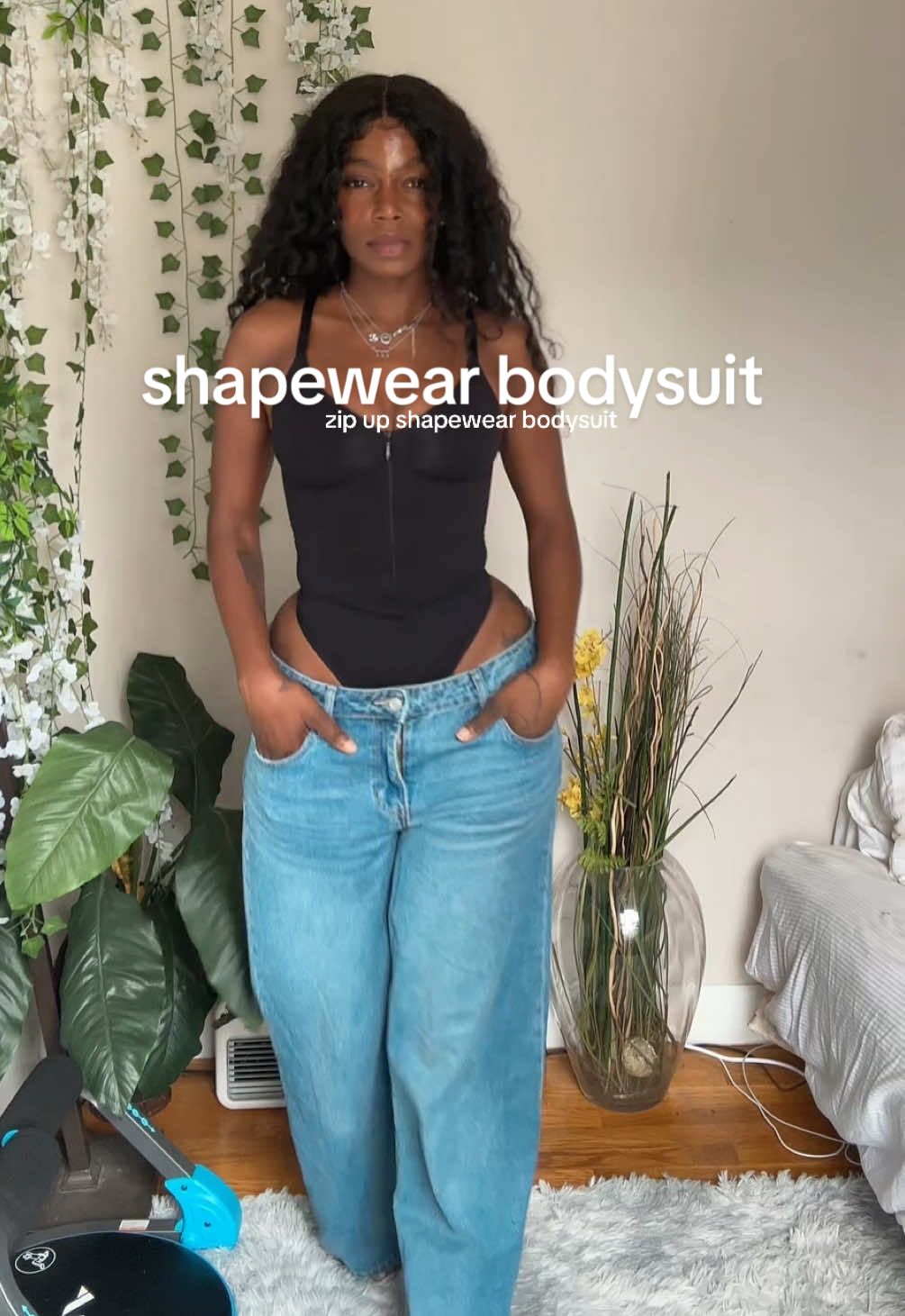 she’s perfect 🥹🖤 it would also look so good w sweats and also it is shapewear so you can wear it under clothes/dresses completely w/o showing it #feelingirl #feelingirlbodysuit #feelingirlshapewear 