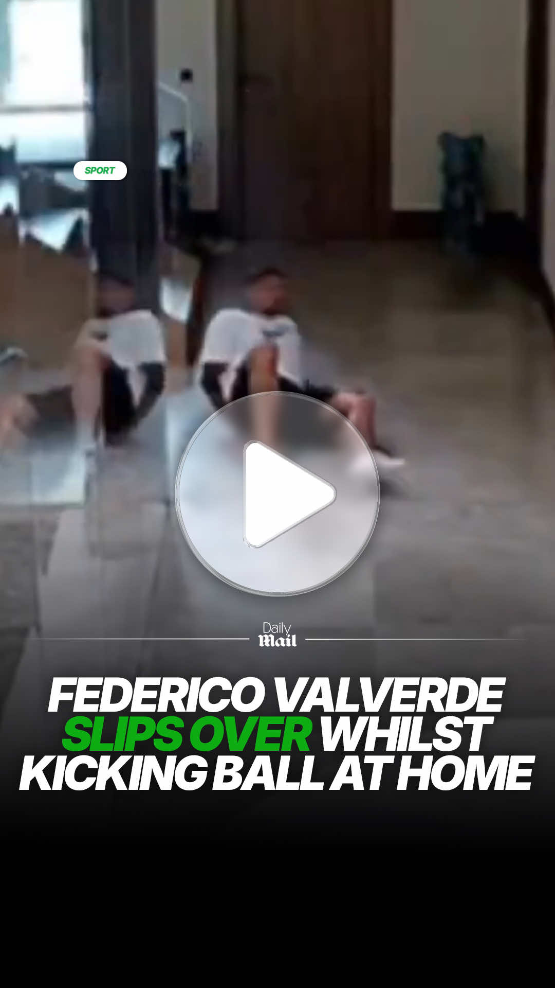 Home CCTV shows the embarrassing moment Real Madrid star Federico Valverde slips as he kicks a football indoors 😅 #news #sports #football #realmadrid