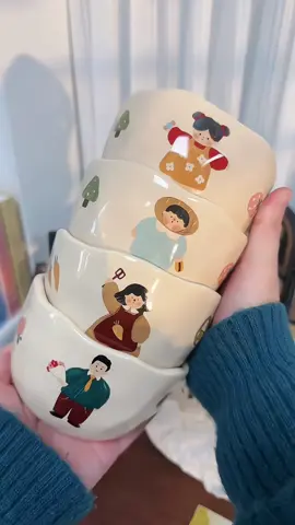 Bát nhỏ ăn cơm bằng gốm cao cấp hoạ tiết cặp đôi, gia đình đáng yêu 360ml #batsuancom #batsudethuong #batsu 