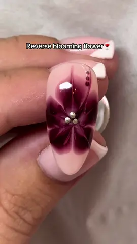 Reverse blooming flower nails in deep cherry wine🍷🍒🌺 #biab #biabnails #nailspo #bloominggel #bloomingflowers 