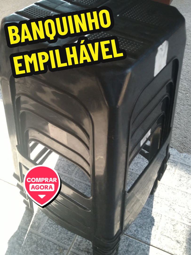 Banquinho Empilhável de Plástico Preto #banquinho #banqueta #banco #empilhavel #banquetaplastica 