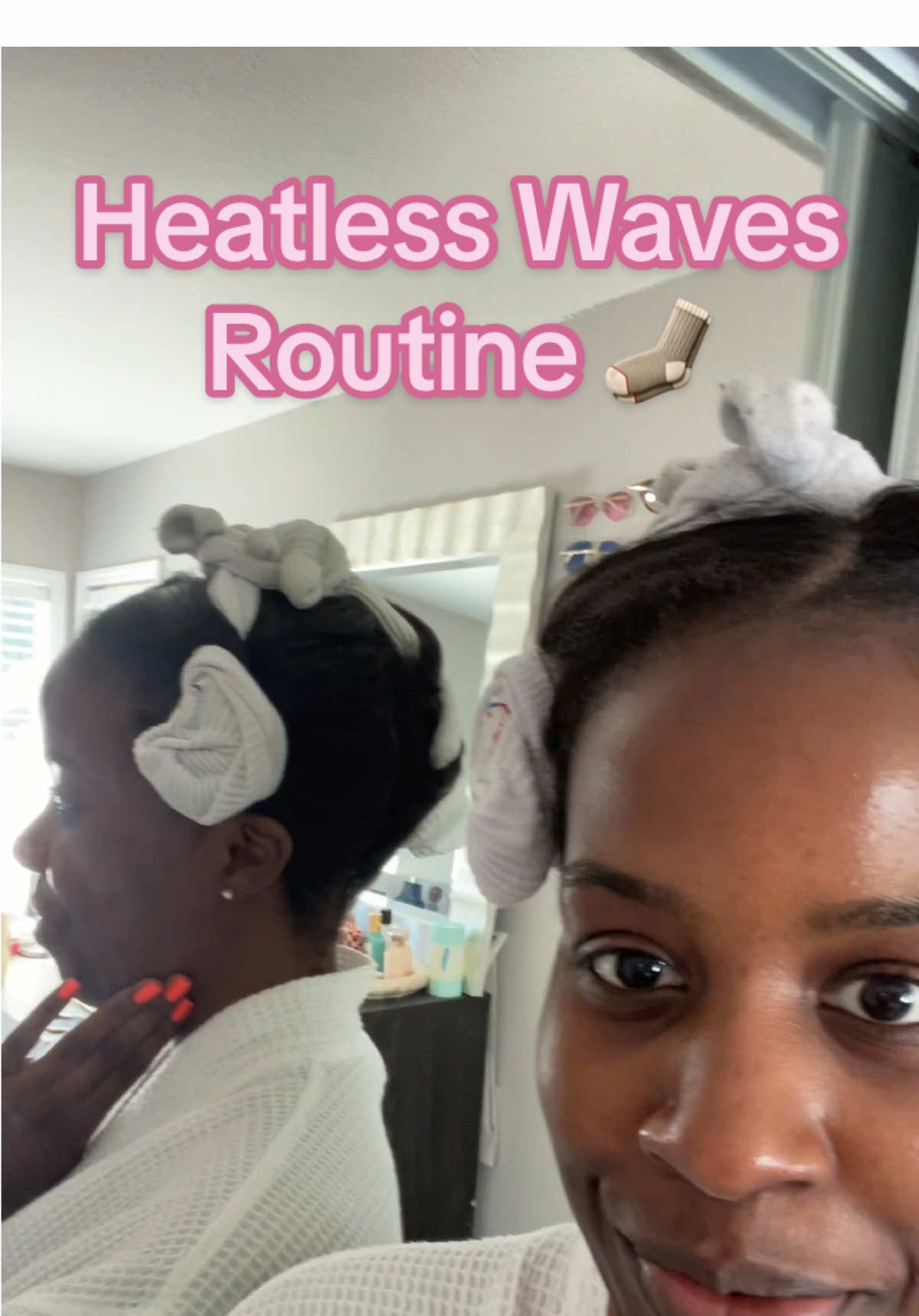 This is my first time trying sock curls! ☺️❤️🤪 excited to see the results. #heatlesscurls 