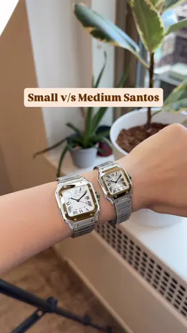 27mm and 35mm Cartier Santos Steel and 18K YG #watches #swissmade #wristwatch #luxurywatch #explore    