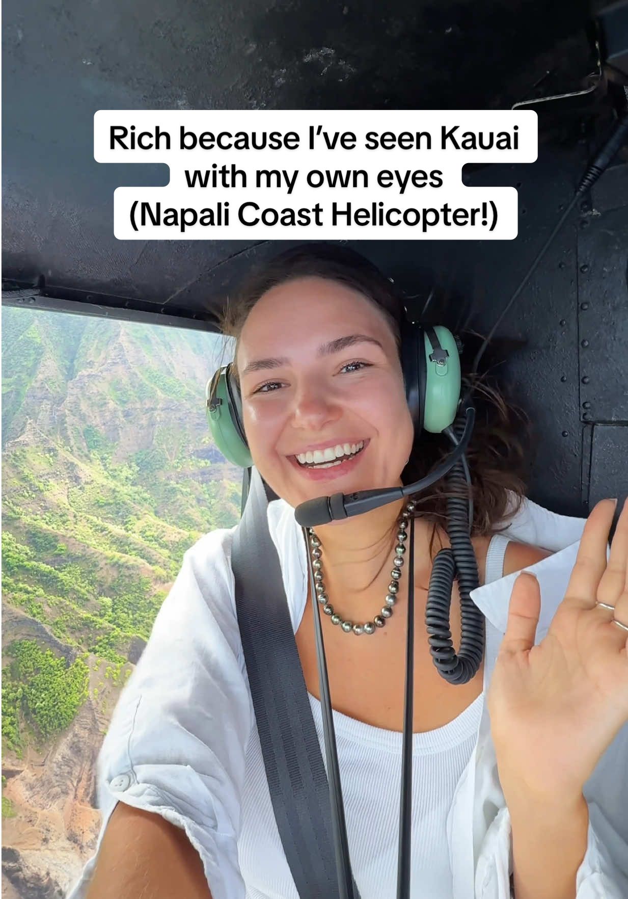 The view I will never forget💚💙Kauai, Napali Coast⛰️ #kauai #helicopter #hawaiitiktok #travelinfluencer #ugccontentcreator 