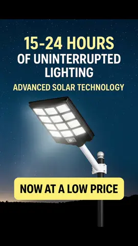 SUPERDANNY 1200W Solar Street Light – Ultra bright 9000K LED, waterproof, with advanced monocrystalline solar panel for faster charging. Provides 15-24 hours of continuous lighting with motion sensor and dusk-to-dawn function. Perfect for yard, barn, parking lot or security lighting without electricity bills. Descripción en español: SUPERDANNY Lámpara Solar de 1200W – Luz LED ultra brillante de 9000K, resistente al agua, con panel solar monocristalino avanzado para carga más rápida. Ofrece de 15 a 24 horas de iluminación continua con sensor de movimiento y función de anochecer a amanecer. Ideal para patio, granero, estacionamiento o como luz de seguridad sin pagar electricidad. Hashtags: #SolarLight #StreetLight #OutdoorLighting #SecurityLight #SolarPower     