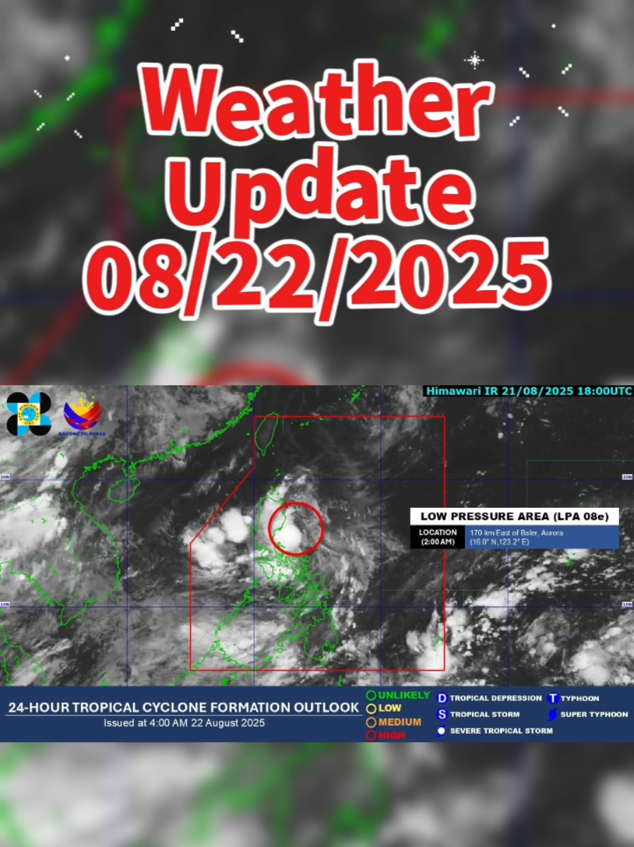 Weather Update Today August 22,2025 at 5:00 AM #dostpagasa #weather #weatherupdate 
