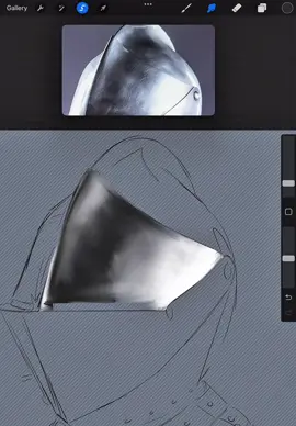 Rendering metal, drawing a helmet. Stucco brush with smudge tool in procreate #artprocess #howtodraw #armor #knightcore #procreate 