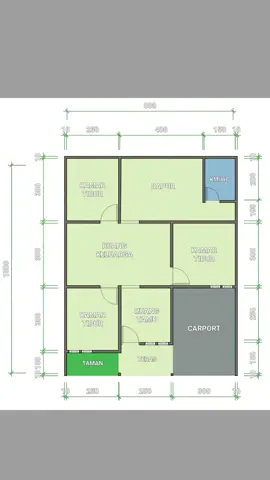 Denah Rumah 8×10 Dengan 3 Kamar Tidur#denahrumah #denahrumahminimalis #denah #rumahminimalis 