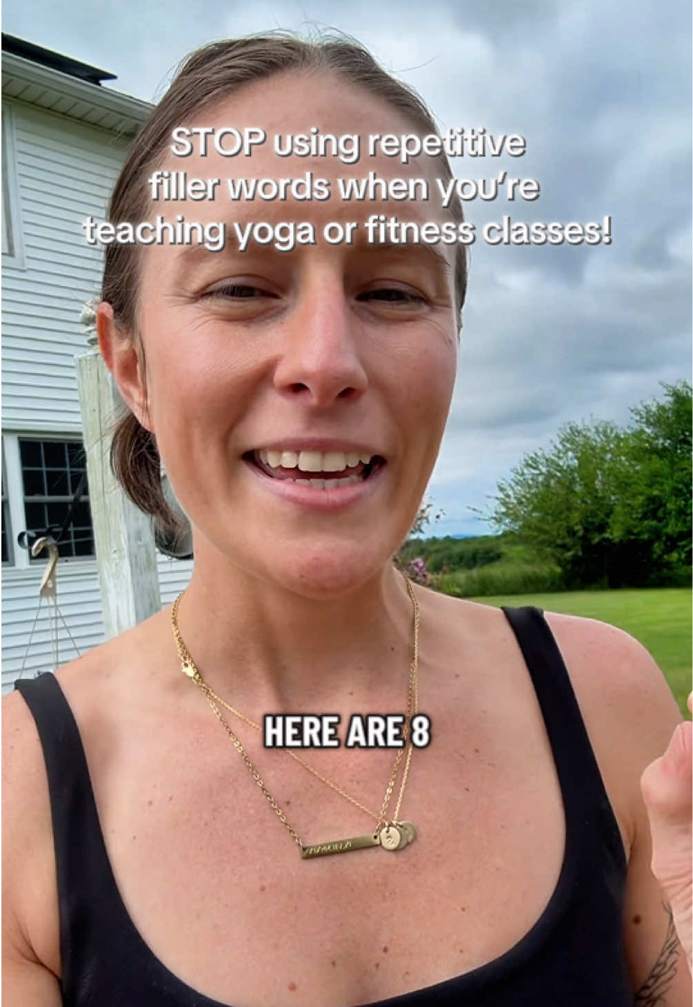 DEAR YOGA & FITNESS INSTRUCTORS✍️: whether you like it or not, a huge part of our job is public speaking!  In the same way that someone giving a speech needs to limit their use of “ums” and other distracting filler words, we need to work on reducing (or at least varying) filler words between cues.   Check out these 8 words/ phrases that help me seamlessly transition between instructions without constantly saying “we’re gonna” 🤐 LMK if you want a part 2 for “maybe” or another word you find yourself repeating a littleeee too often 😜 #yogateacher #fitnesscoach #yogatips #publicspeaking #instructor 