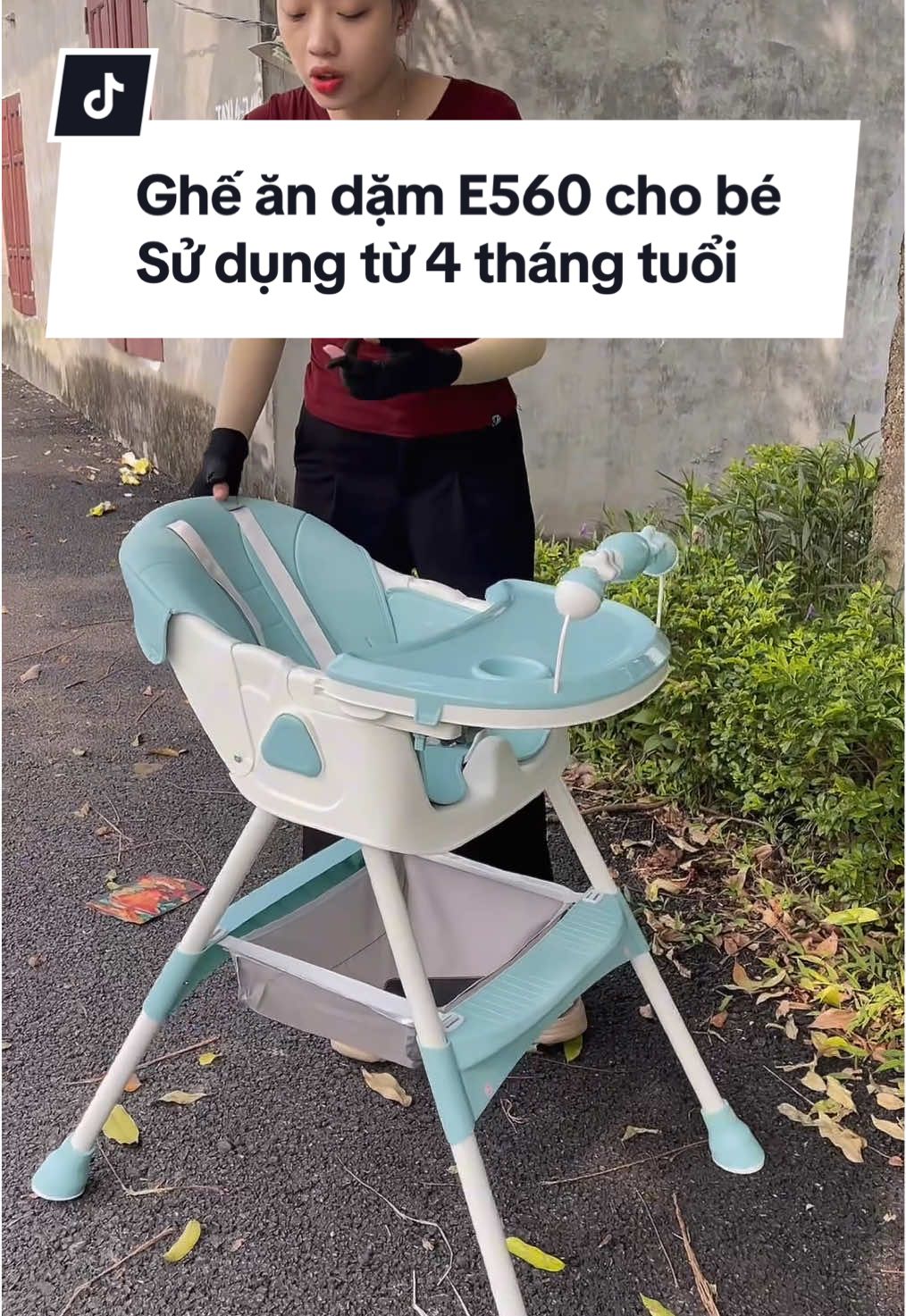 Ghế ăn dặm E560 cho bé từ 4 tháng tuổi gấp gọn được có bánh xe đi kèm #xuhuong #khosihoado #gheandam #gheandamE560 #mevabe 