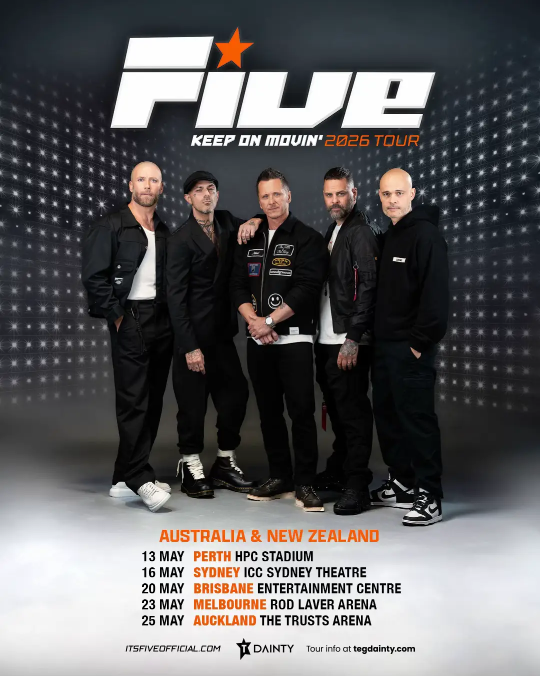 Wed 13 May 2026 – HPC Stadium – Perth, WA Sat 16 May 2026 – ICC Sydney Theatre – Sydney, NSW Wed 20 May 2026 – Entertainment Centre – Brisbane, QLD Sat 23 May 2026 – Rod Laver Arena – Melbourne, VIC Mon 25 May 2026 – The Trusts Arena – Auckland, NZ Telstra Plus member pre-sale – Tuesday 26 August, 9am (local) General public on sale – Friday 29 August, 11am (local)  Tickets via the link in our bio 